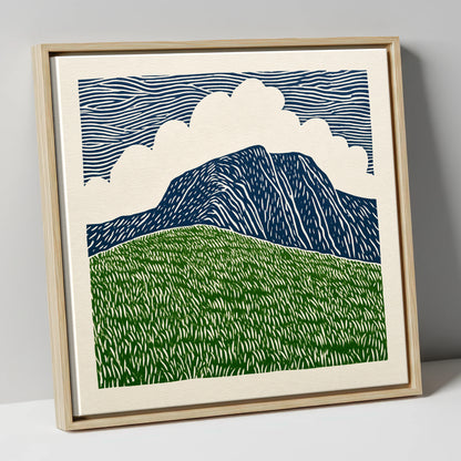 Helvellyn in Bold Graphic Lines lake district fell canvas wall art in natural frame