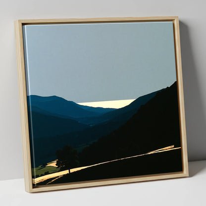 Luminous Valley Mist at Dawn lake district sky canvas wall art in natural frame
