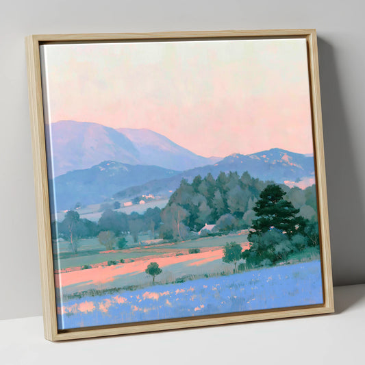 Golden Evening Over the Fells lake district sky canvas wall art in natural frame