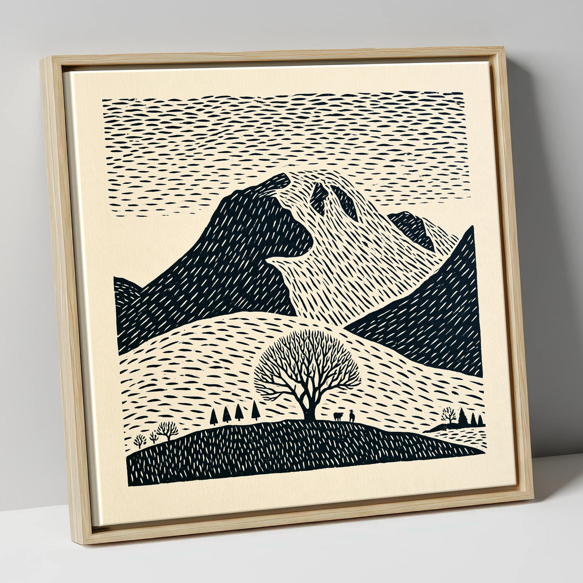 Bold Great Gable Landscape lake district fell canvas wall art in natural frame