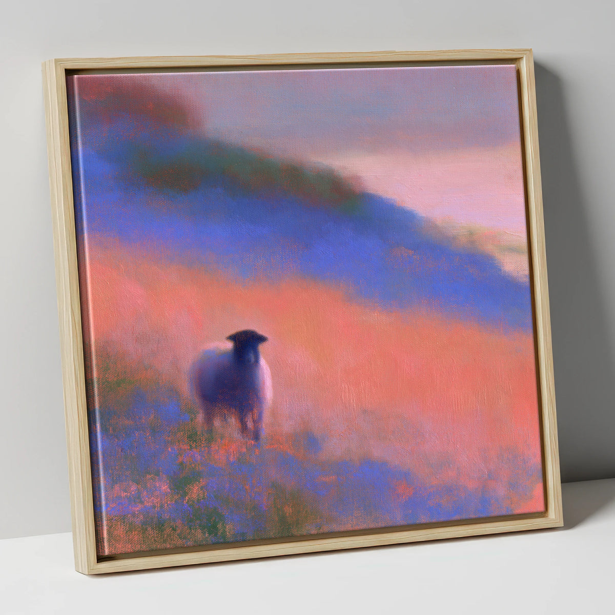Herdwick Sheep in Twilight Mist lake district wildlife canvas wall art in natural frame