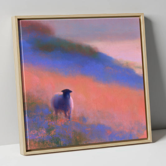 Herdwick Sheep in Twilight Mist lake district wildlife canvas wall art in natural frame