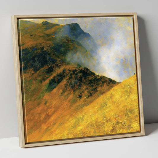 Mountain Ridge in Golden Mist lake district fell canvas wall art in natural frame