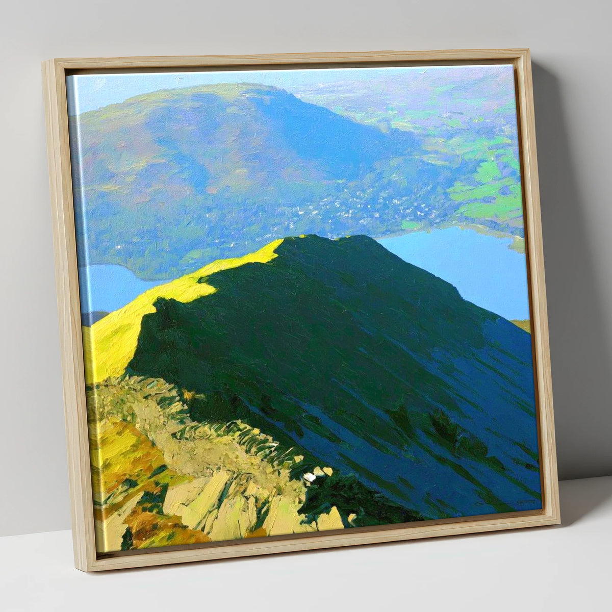 Vibrant Light on Low Pike lake district fell canvas wall art in natural frame