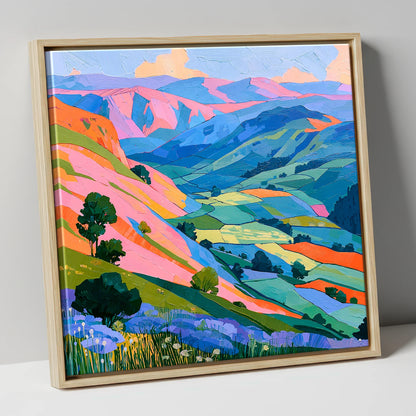 Vibrant Fells in Golden Light lake district sky canvas wall art in natural frame