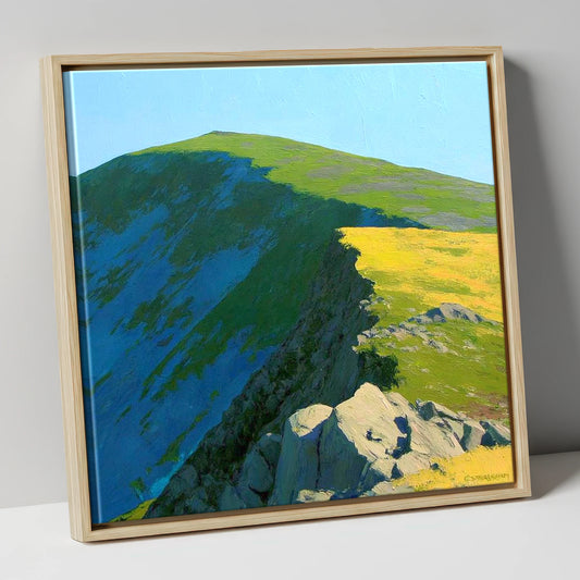 Vibrant Light on High Raise lake district fell canvas wall art in natural frame