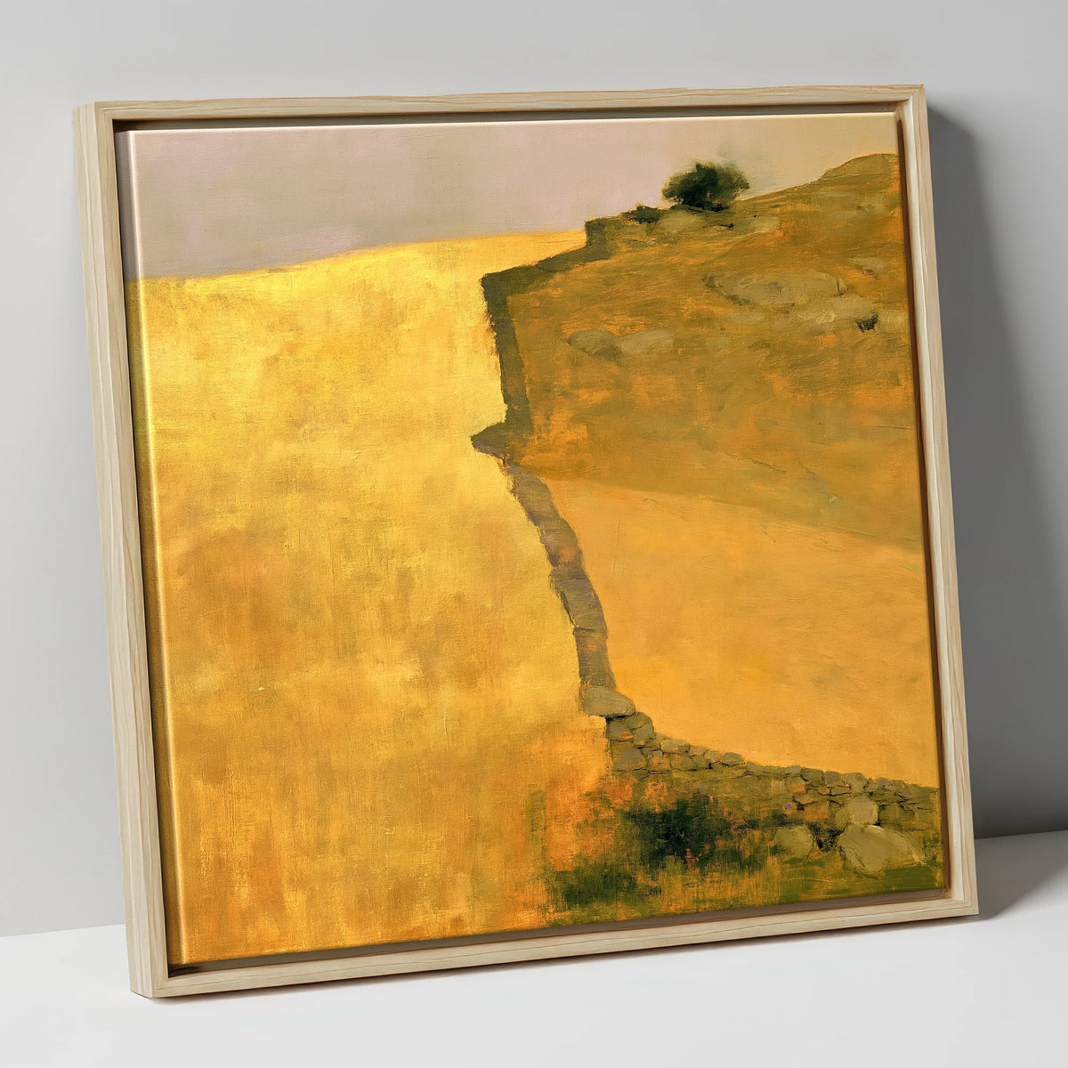 Golden Valley Drystone Wall lake district valley canvas wall art in natural frame