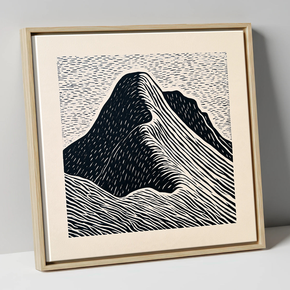 Great Gable Graphic Contours lake district fell canvas wall art in natural frame