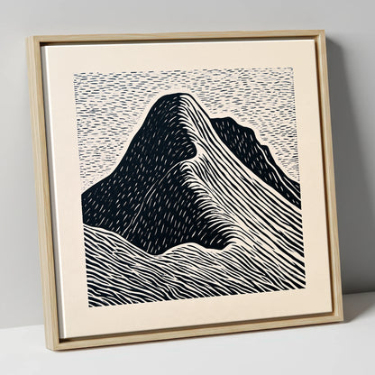 Great Gable Graphic Contours lake district fell canvas wall art in natural frame