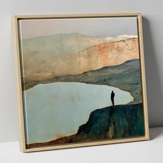 Haystacks Walker Beside Innominate Tarn lake district fell canvas wall art in natural frame