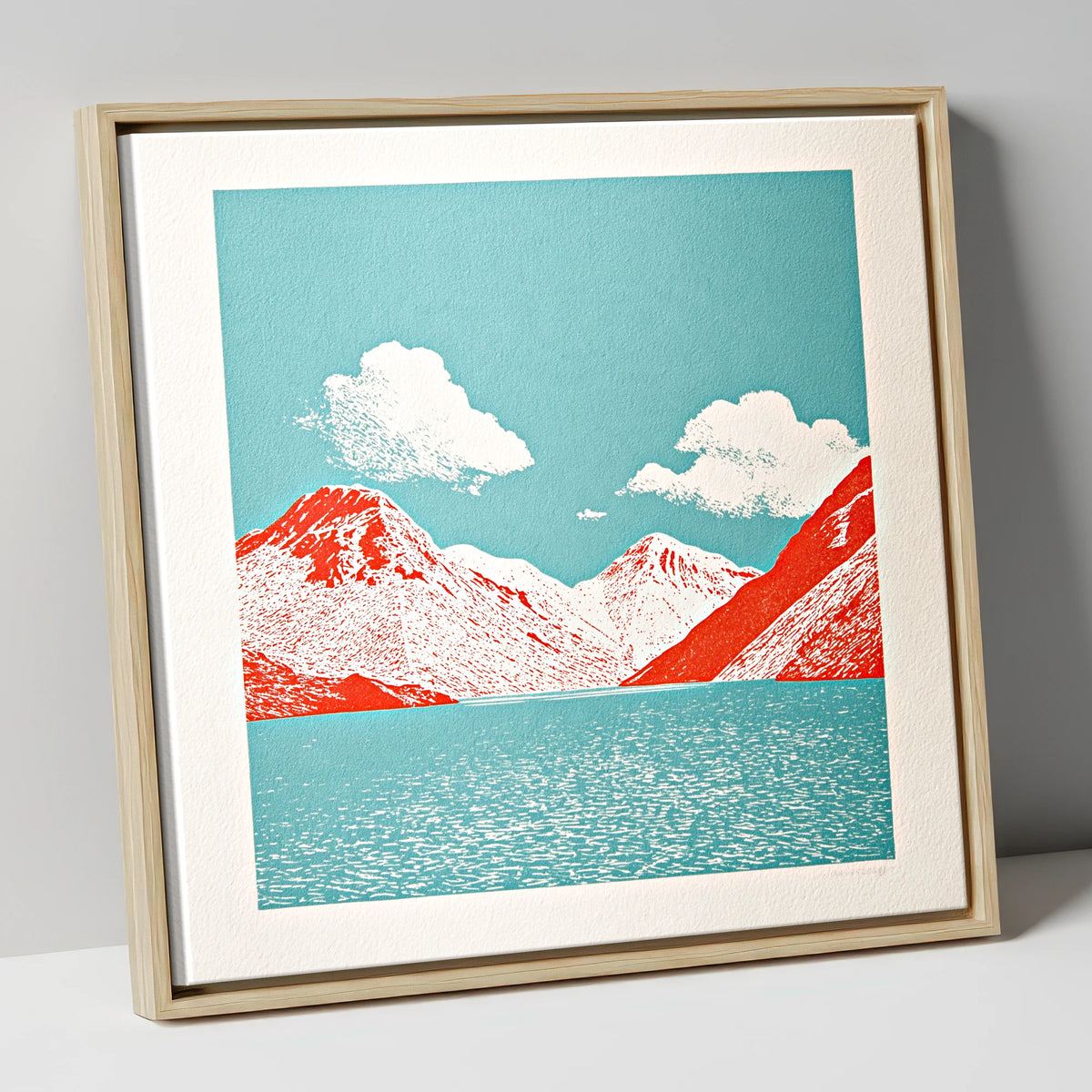 Wasdale Fells in Vivid Red lake district valley canvas wall art in natural frame