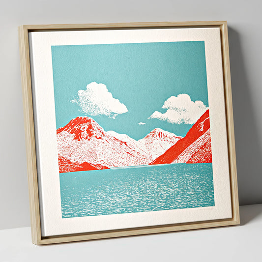 Wasdale Fells in Vivid Red lake district valley canvas wall art in natural frame