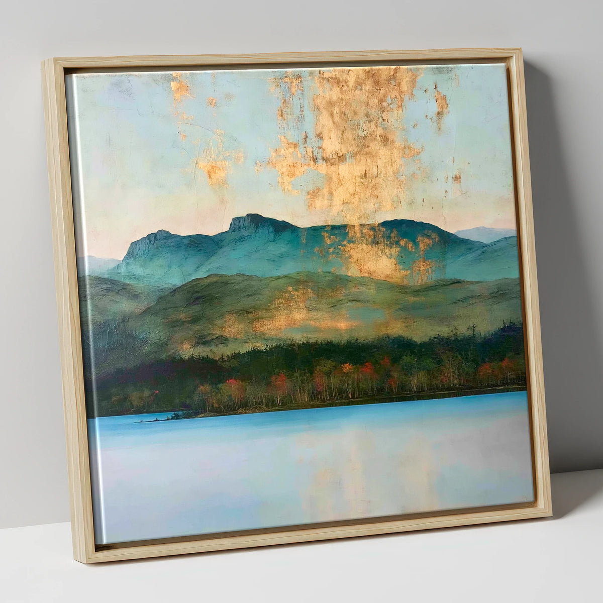 Gilded Sky Over Windermere lake district lake canvas wall art in natural frame