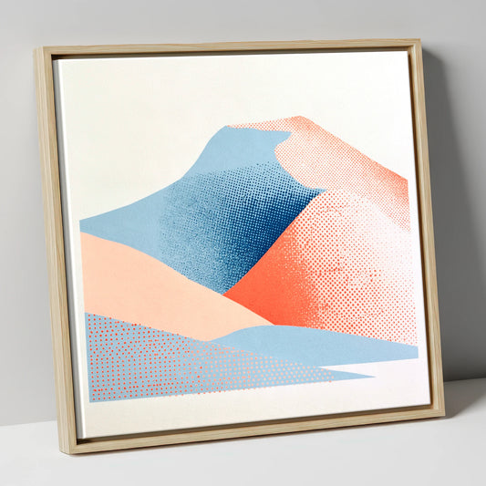 Blencathra in Blue and Coral lake district fell canvas wall art in natural frame