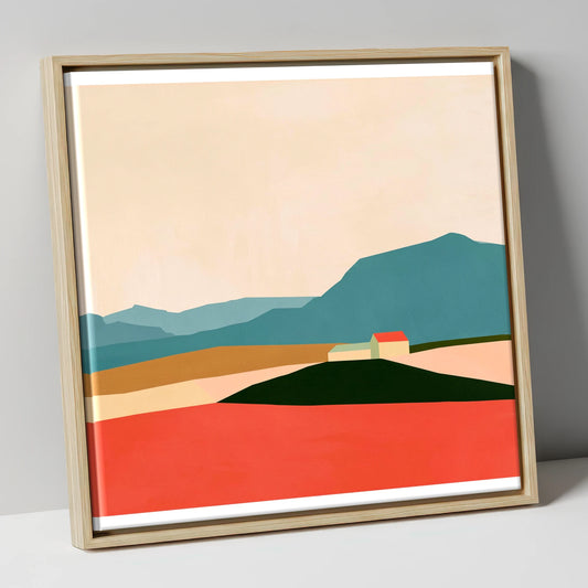 Terracotta Fields in a Dale lake district valley canvas wall art in natural frame