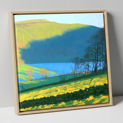 Sunlight on Blake Fell Ridge lake district fell canvas wall art in natural frame