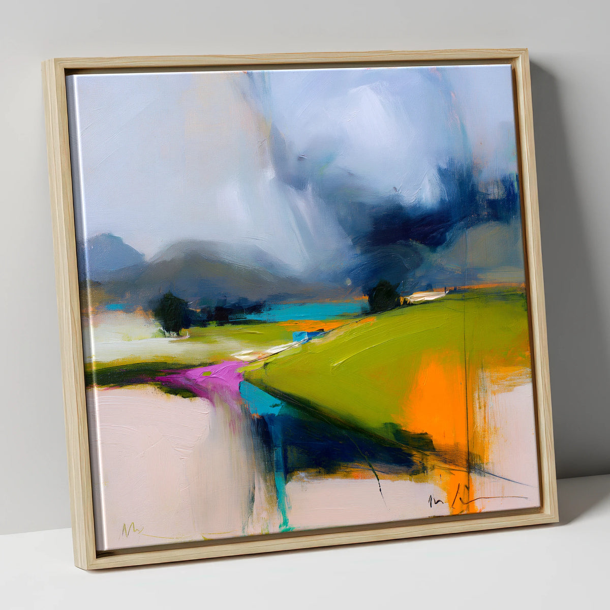 Storm Skies Over Bright Fells lake district sky canvas wall art in natural frame