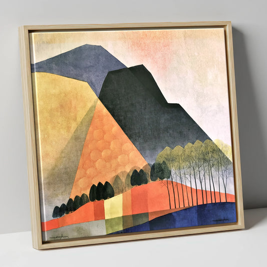 Abstract Fells in Golden Light lake district sky canvas wall art in natural frame