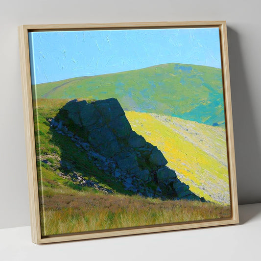 Vibrant Crag on Armboth Fell lake district fell canvas wall art in natural frame