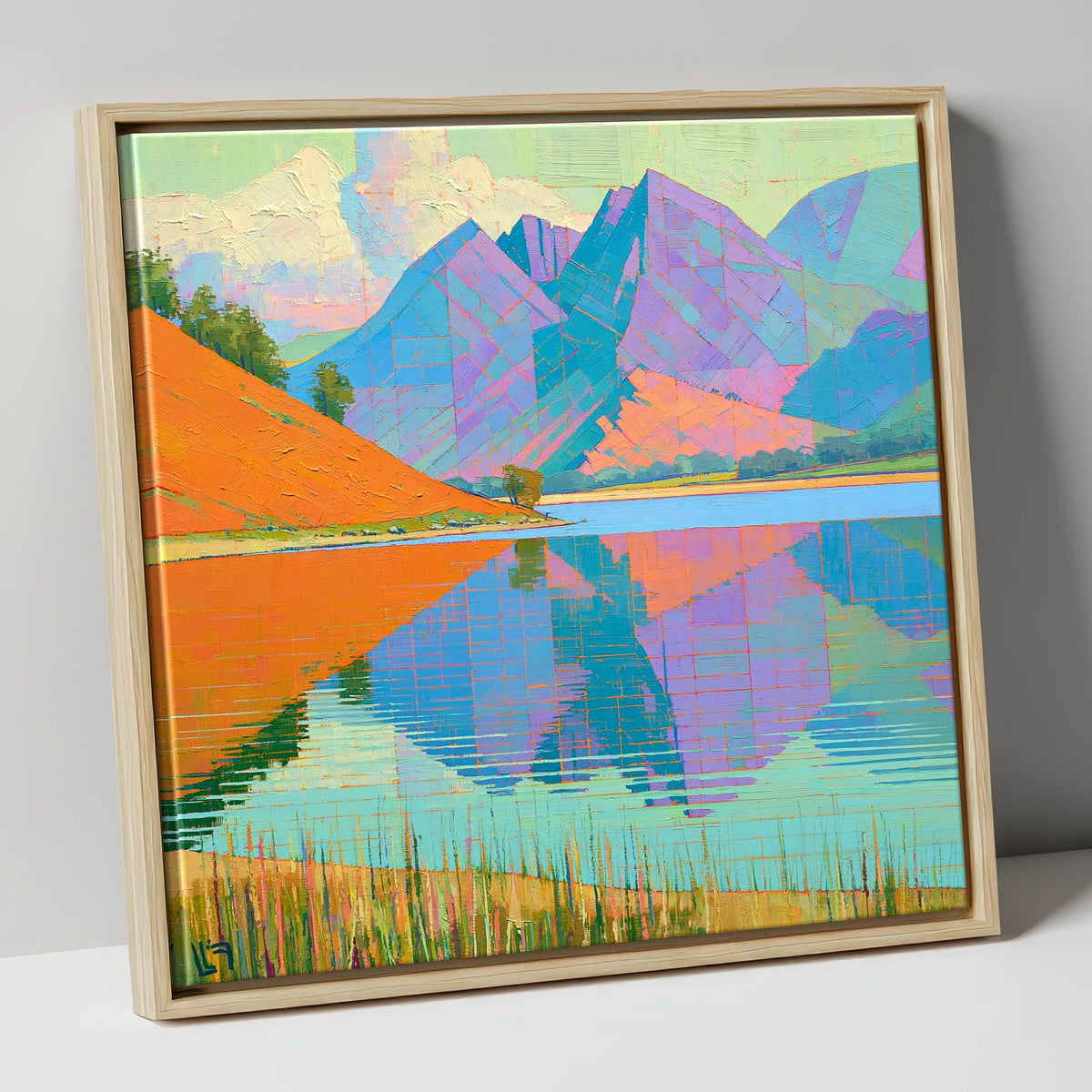 Vivid Loweswater Lake Reflection lake district lake canvas wall art in natural frame