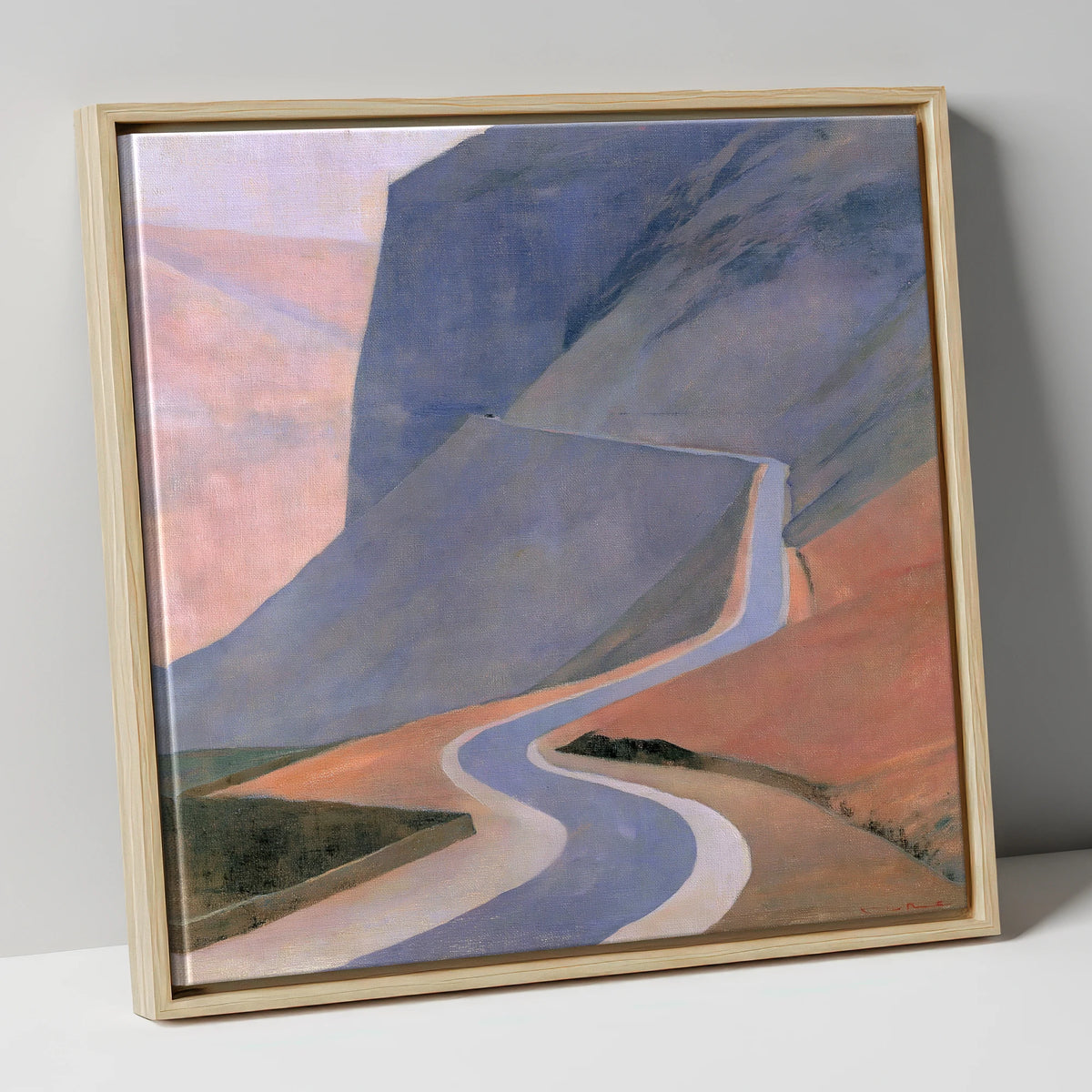 Sweeping Fell Road at Dusk lake district valley canvas wall art in natural frame