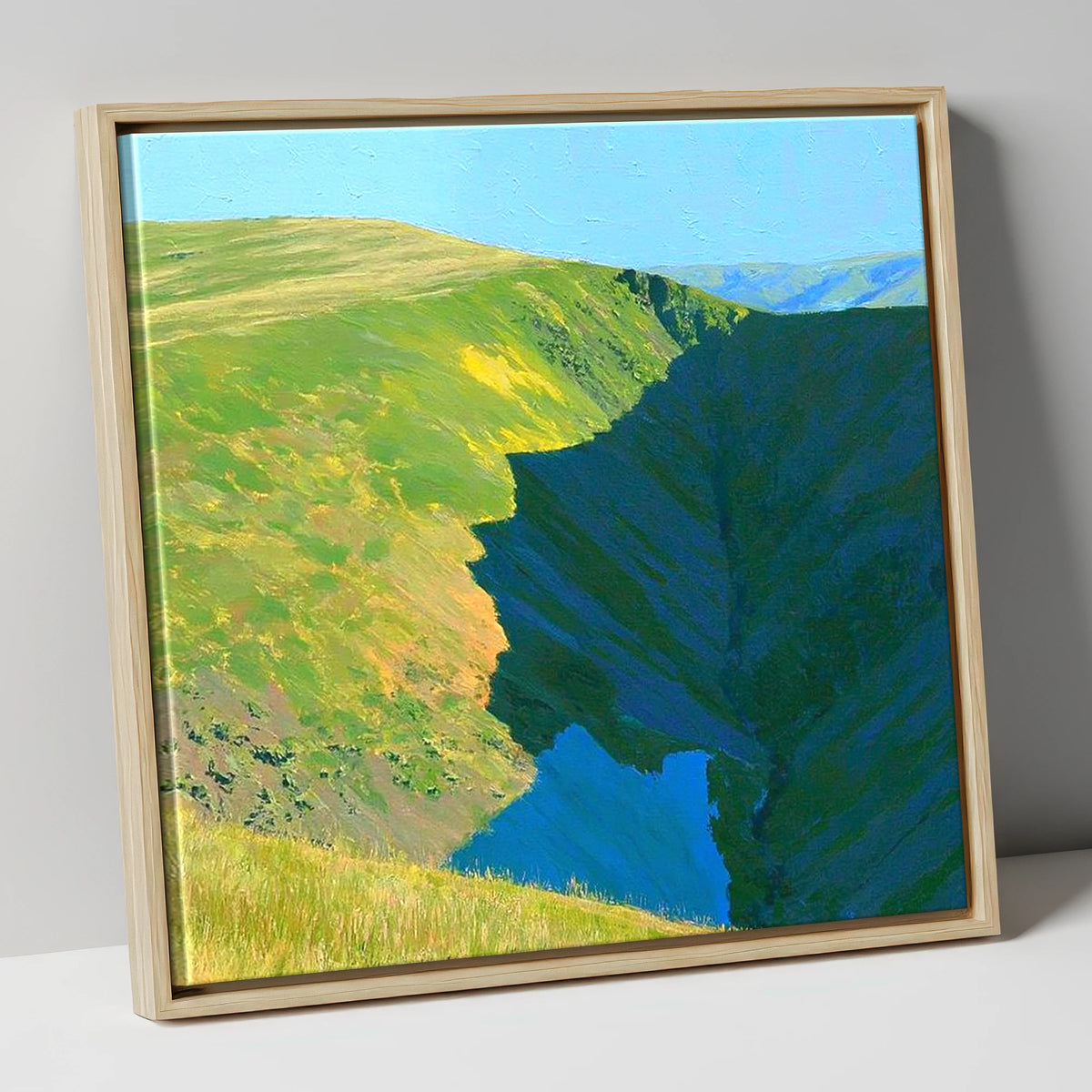 Souther Fell Deep Valley Cleft lake district fell canvas wall art in natural frame