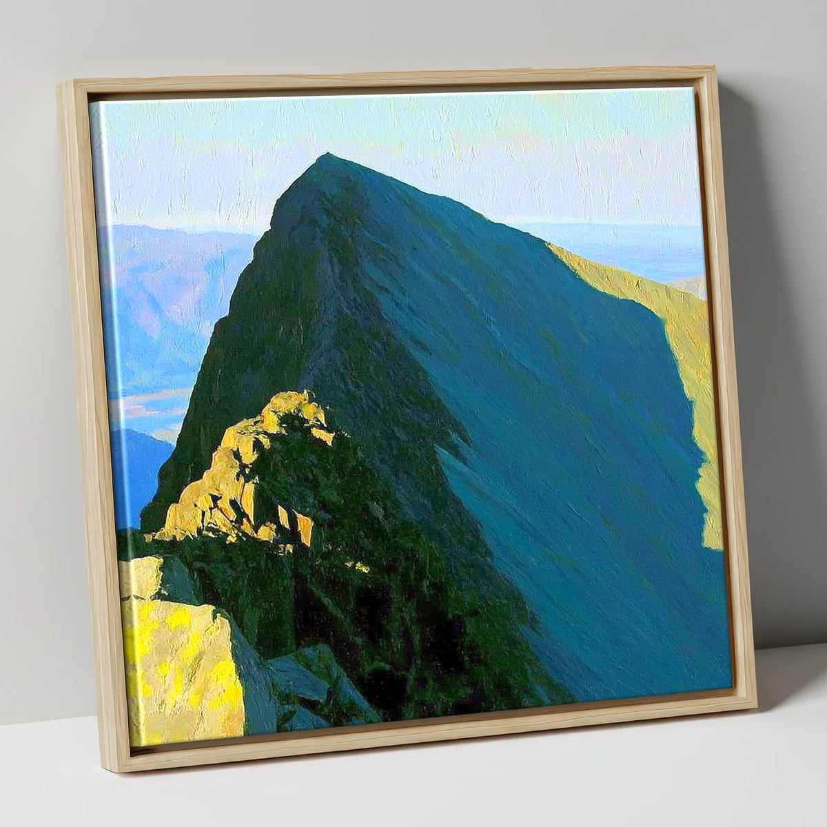 Steeple Peak in Dramatic Light lake district fell canvas wall art in natural frame