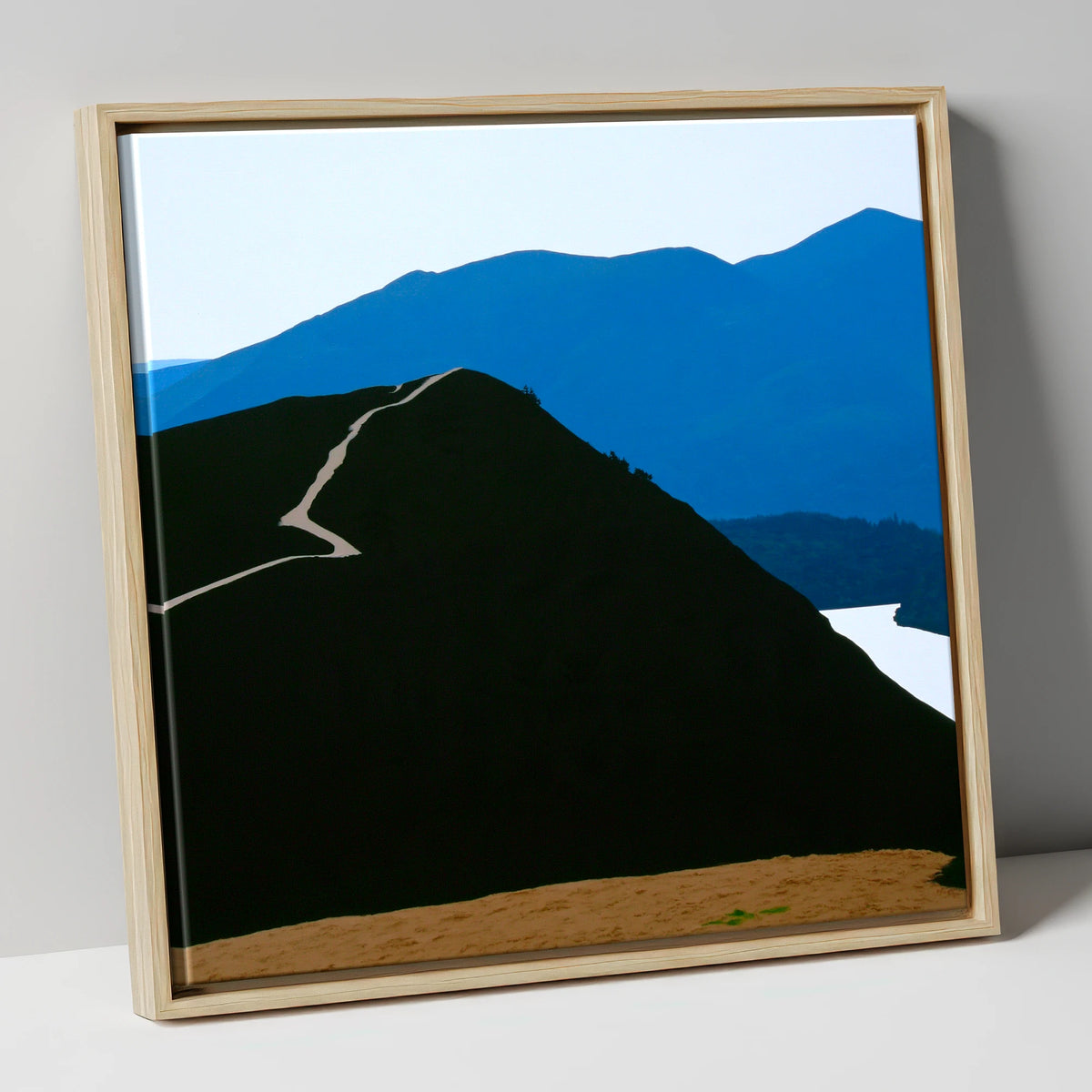 Cat Bells Path In Midnight Blue lake district fell canvas wall art in natural frame