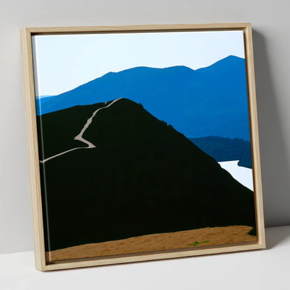 Cat Bells Path In Midnight Blue lake district fell canvas wall art in natural frame