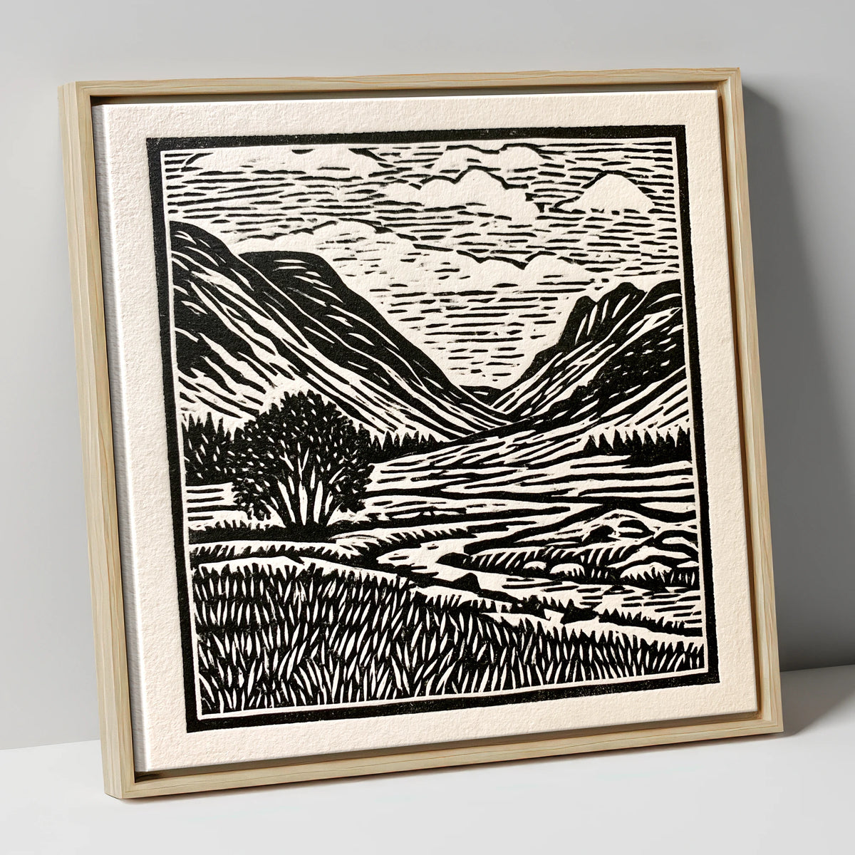 Great Langdale in Stark Contrast lake district valley canvas wall art in natural frame