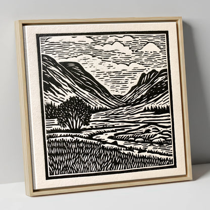 Great Langdale in Stark Contrast lake district valley canvas wall art in natural frame