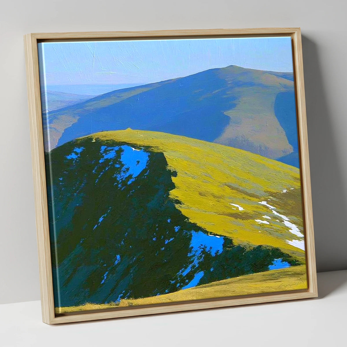 Sunlight and Shadow on Hart Side lake district fell canvas wall art in natural frame