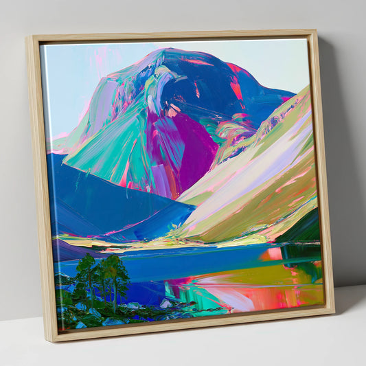 Vibrant Great Gable Valley Head lake district fell canvas wall art in natural frame