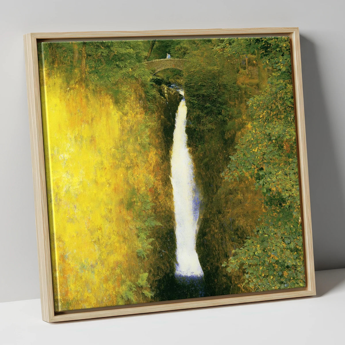 Aira Force Waterfall Sunlit Gorge lake district waterfall canvas wall art in natural frame