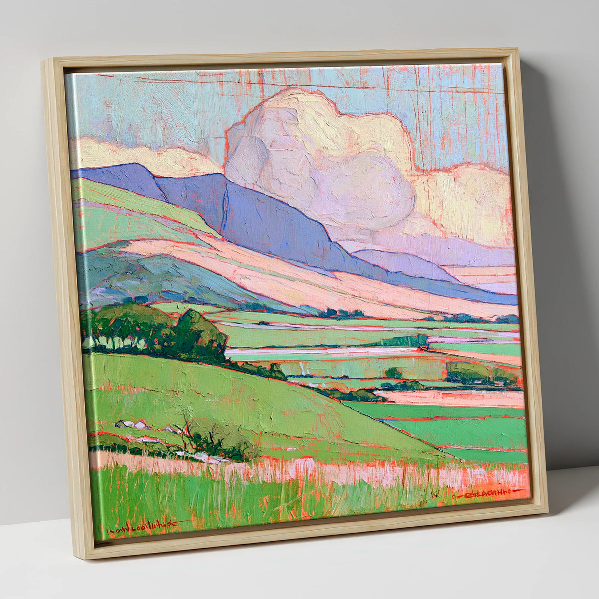 Vibrant Fells Under Billowing Cloud lake district fell canvas wall art in natural frame