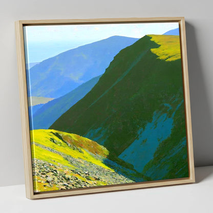 Sunlit Knott Rigg Ridge lake district fell canvas wall art in natural frame