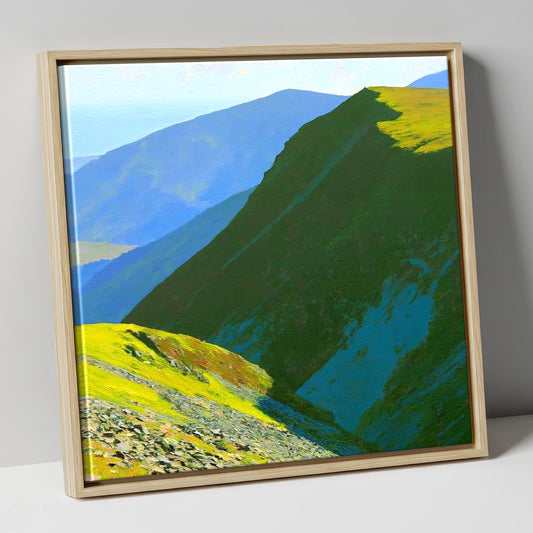 Sunlit Knott Rigg Ridge lake district fell canvas wall art in natural frame