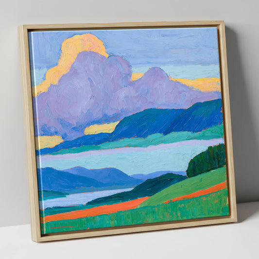 Violet Storm Clouds Over Fells lake district sky canvas wall art in natural frame