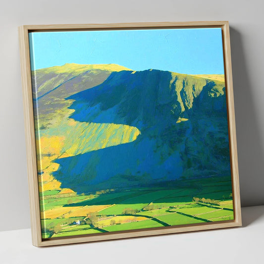 Clough Head in Bold Shadows lake district fell canvas wall art in natural frame