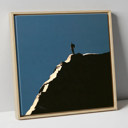 Lone Walker on Striding Edge lake district walking canvas wall art in natural frame