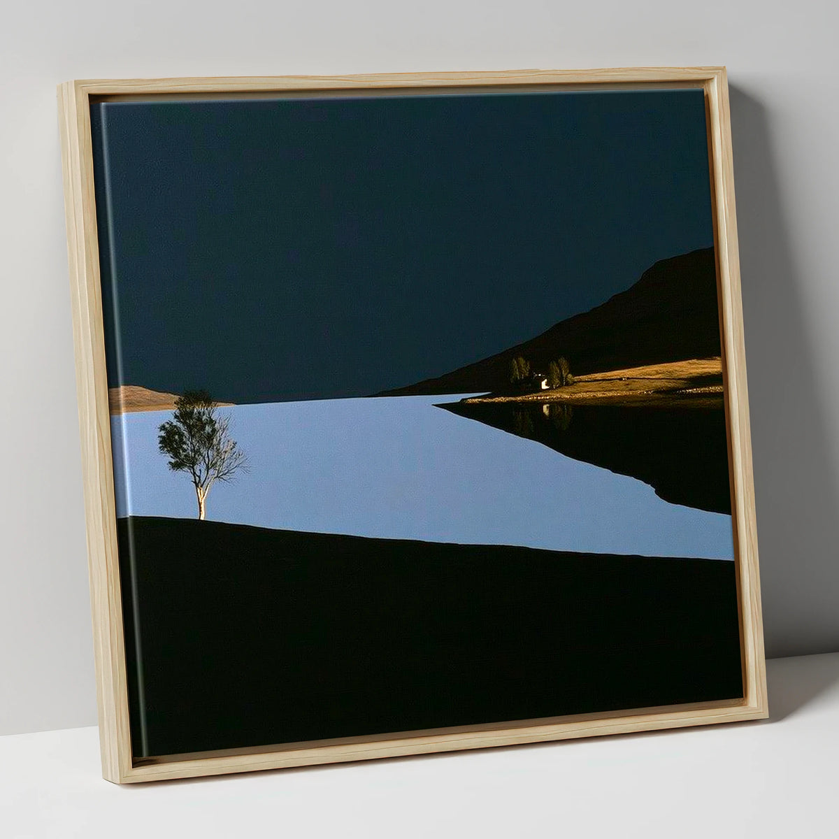 Dark Sky Lake District Sunset lake district lake canvas wall art in natural frame