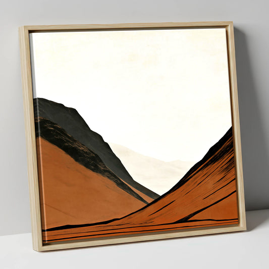 Rust Orange Lake District Fells lake district sky canvas wall art in natural frame