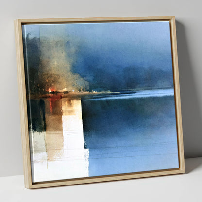 Indigo Lake Reflections at Dusk lake district lake canvas wall art in natural frame