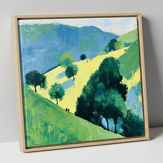 Vibrant Evening Light on the Fells lake district sky canvas wall art in natural frame