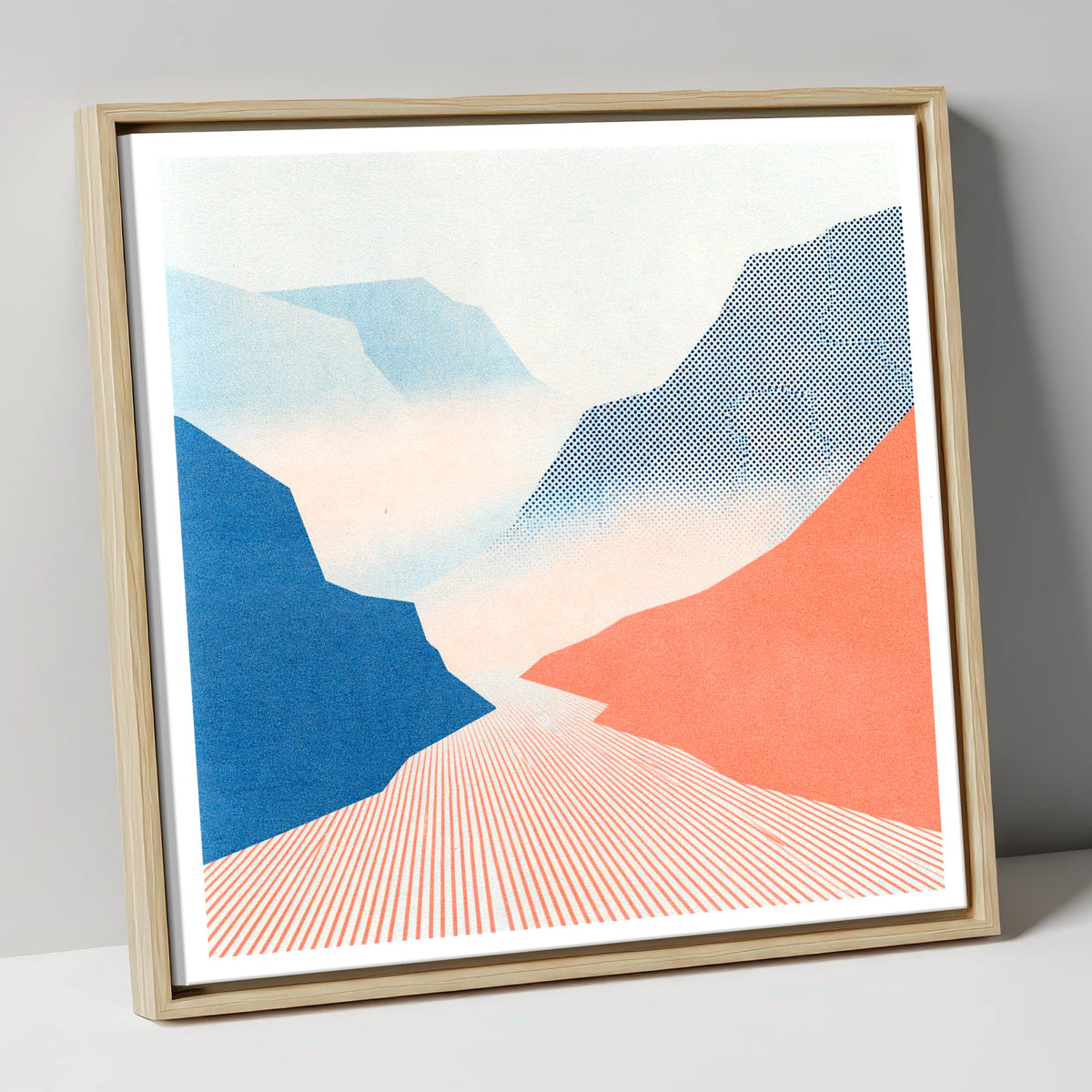 Honister Pass in Bold Coral lake district valley canvas wall art in natural frame