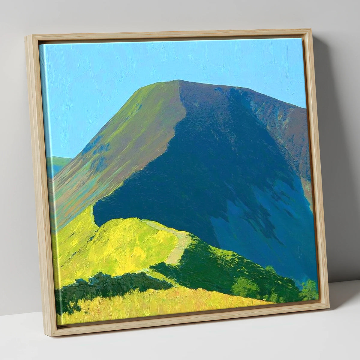 Vibrant Carl Side Ridge Path lake district fell canvas wall art in natural frame