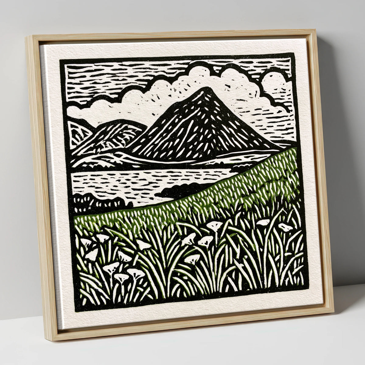 Bold Catbells and Wild Grasses lake district fell canvas wall art in natural frame