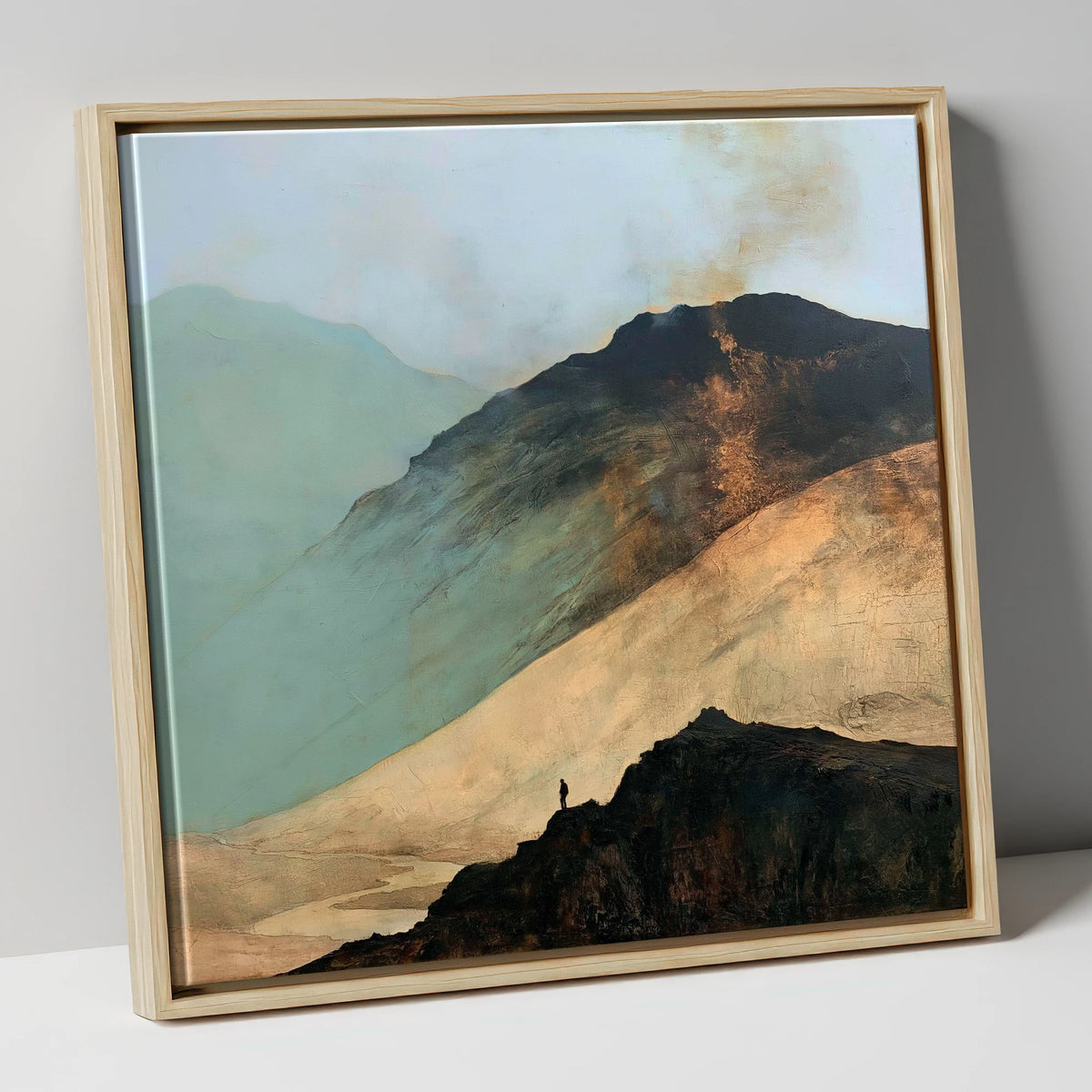 Great Gable and Westmorland Cairn lake district fell canvas wall art in natural frame