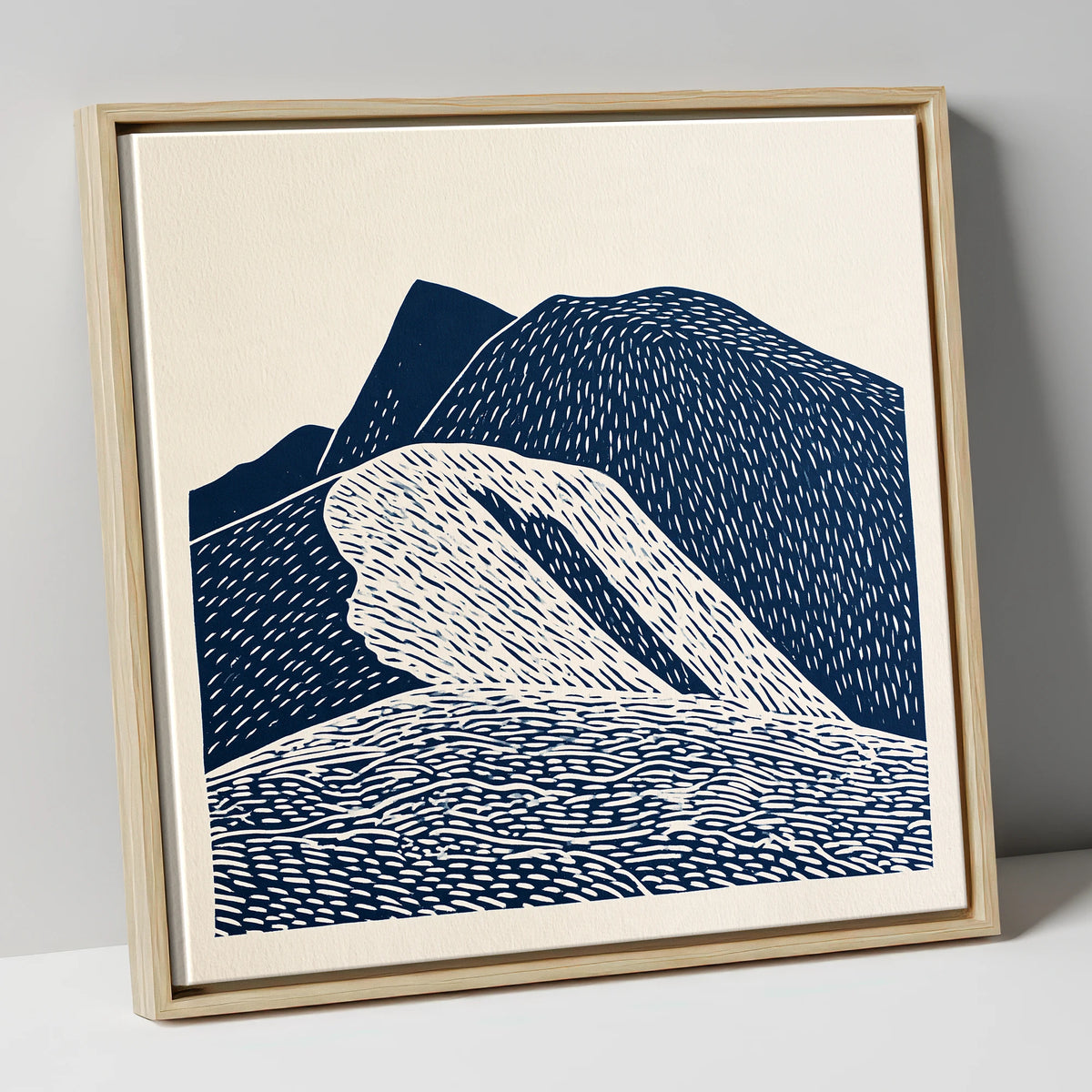 Helvellyn Ridge in Navy Blue lake district fell canvas wall art in natural frame