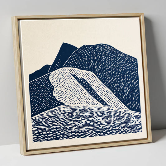 Helvellyn Ridge in Navy Blue lake district fell canvas wall art in natural frame